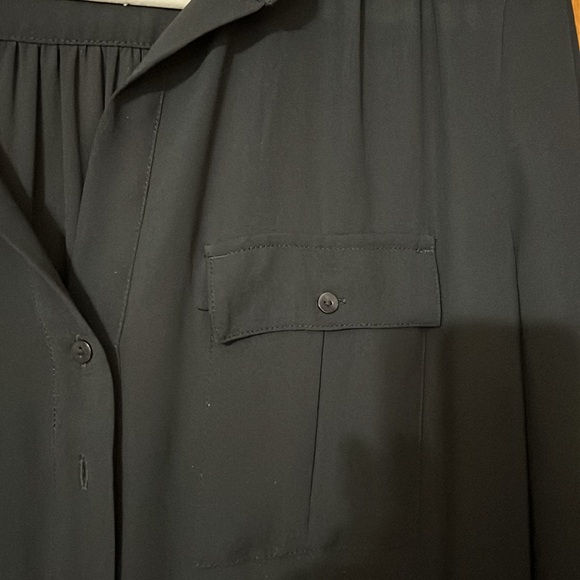 LOFT 3/4 Sleeve Black Drawstring Dress-Button Front-Like New-Size 10 - Picture 4 of 6